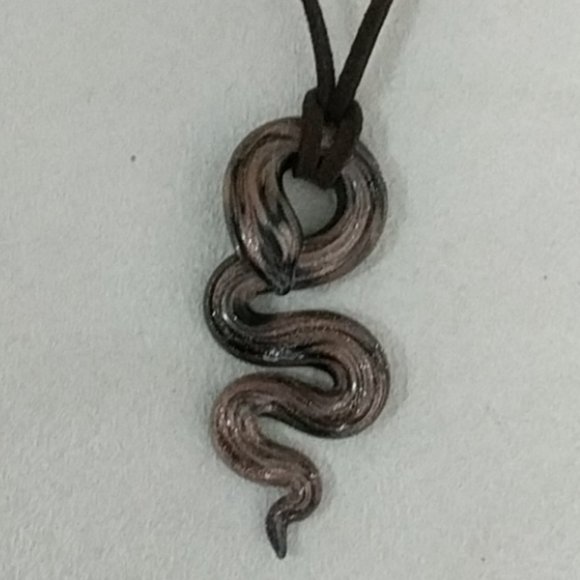 MURANO ART GLASS Snake Necklace Suede Cord - Picture 1 of 11